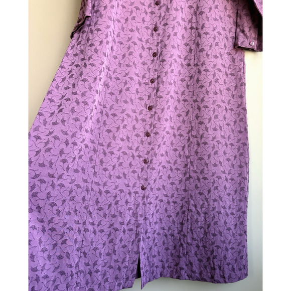 LL BEAN Floral Button Front Maxi Midi Dress Long Sleeve Purple Viscose Blend 12 - Picture 12 of 15
